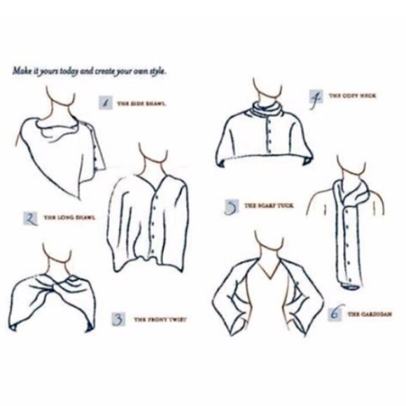 Papillon 3 in 1 bamboo knit scarf wrap cardigan button-up turquoise 254i - Picture 3 of 11